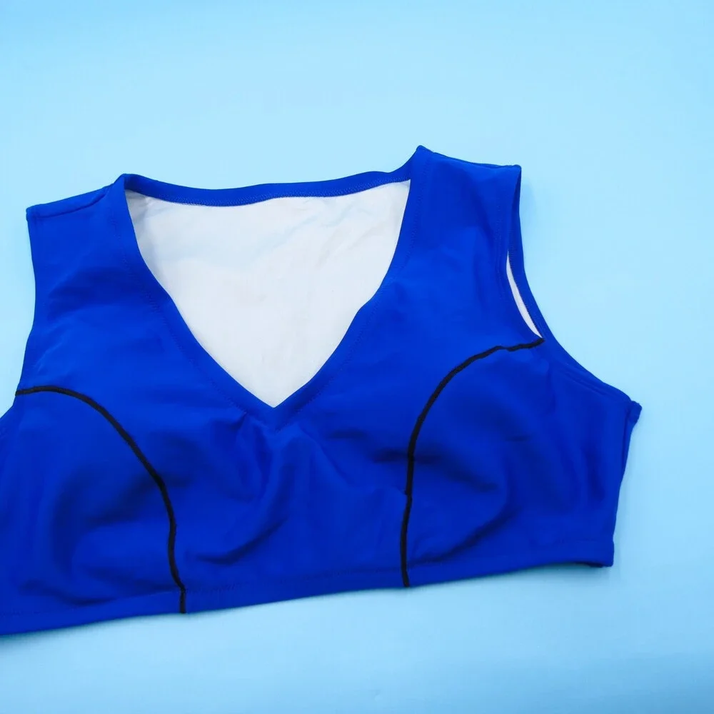 Victorias Secret XXL Blue V Neck Wide Lined Sleeveless Bikini‎ Top Swimwear New